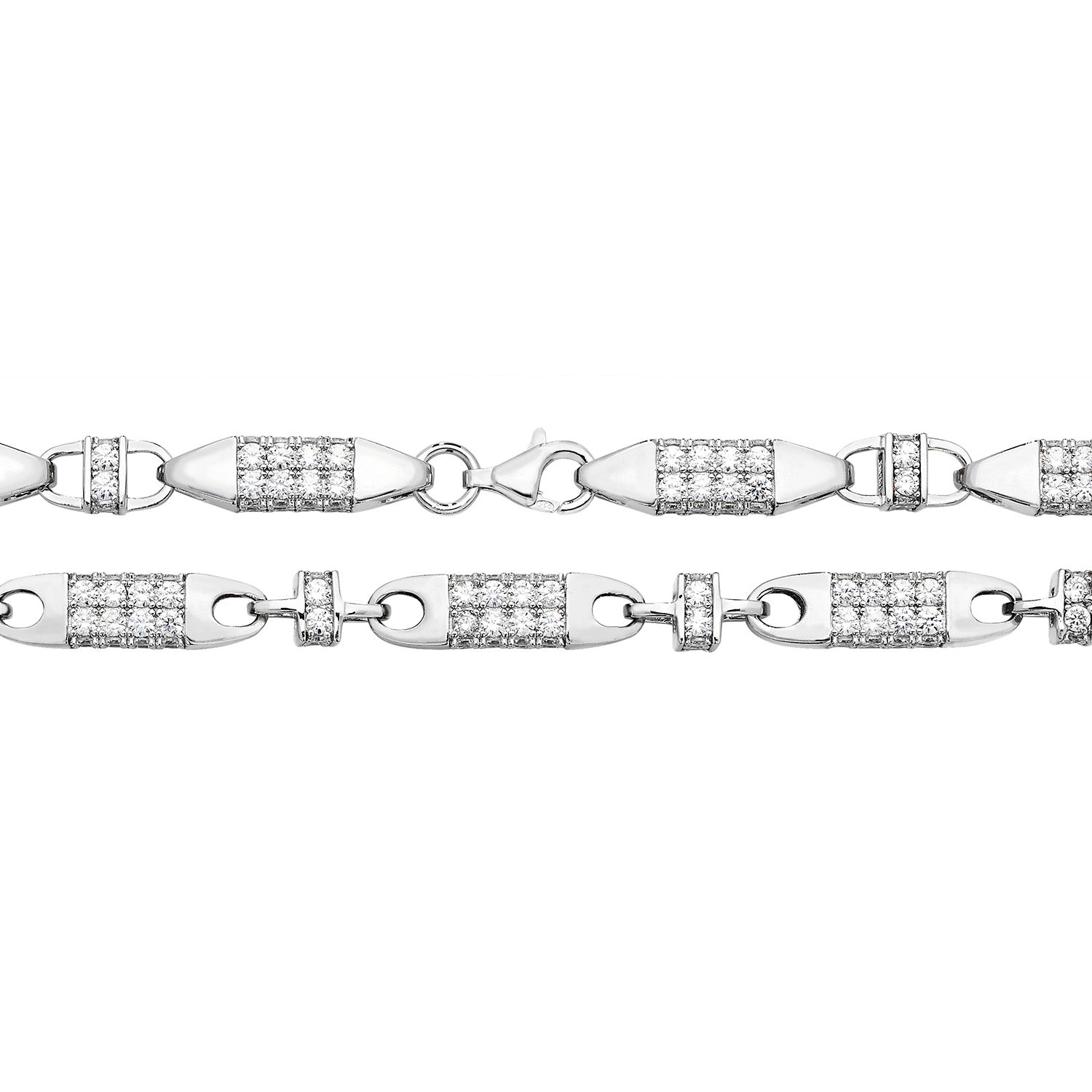 SILVER CZ BLOCK CHAIN