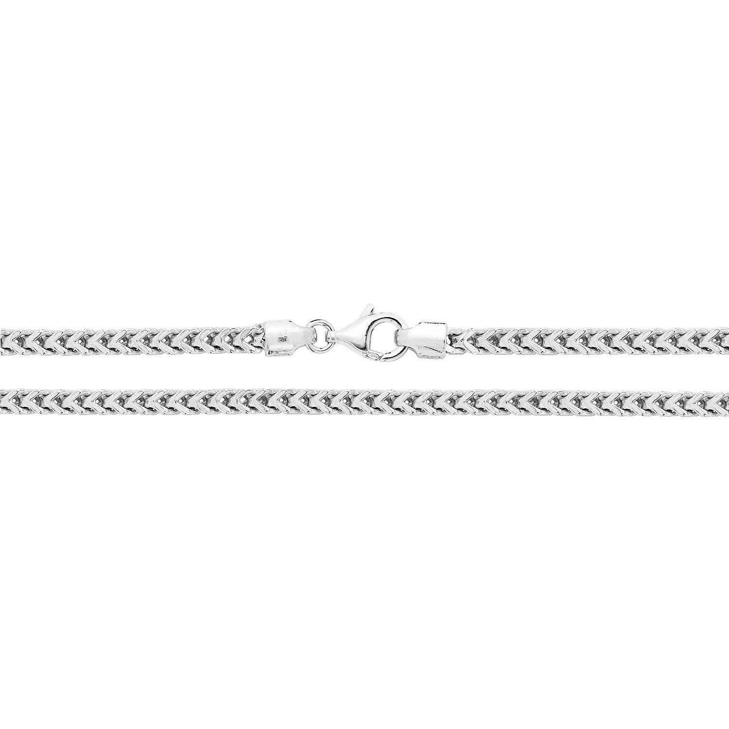 SILVER RHODIUM PLATED SQUARE FRANCO CHAIN