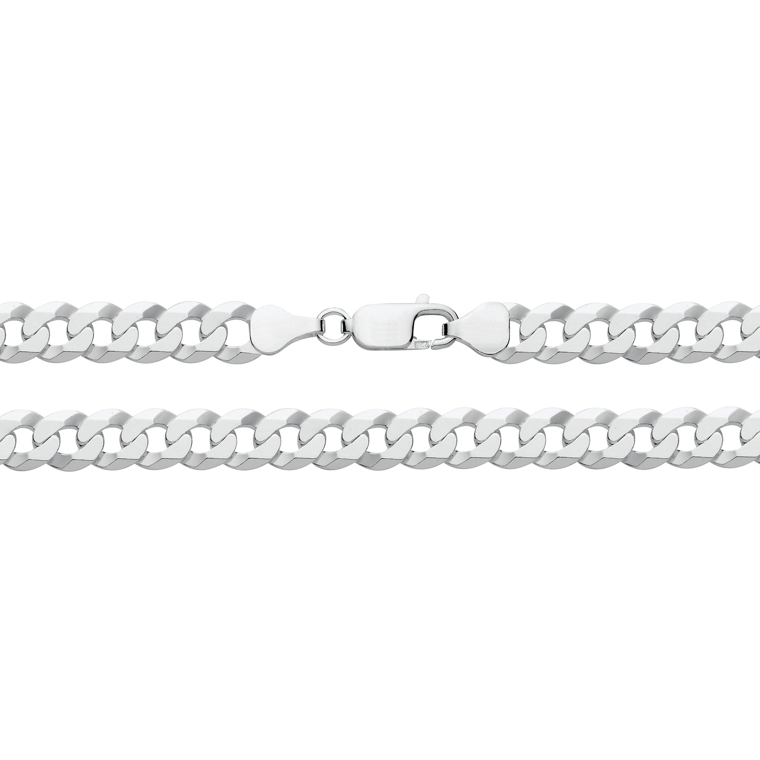 SILVER FLAT BEVELLED CURB CHAIN