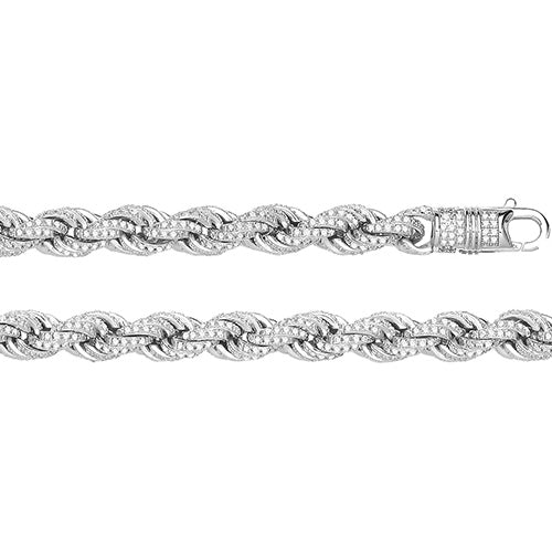 SILVER CZ SET ROPE CHAIN