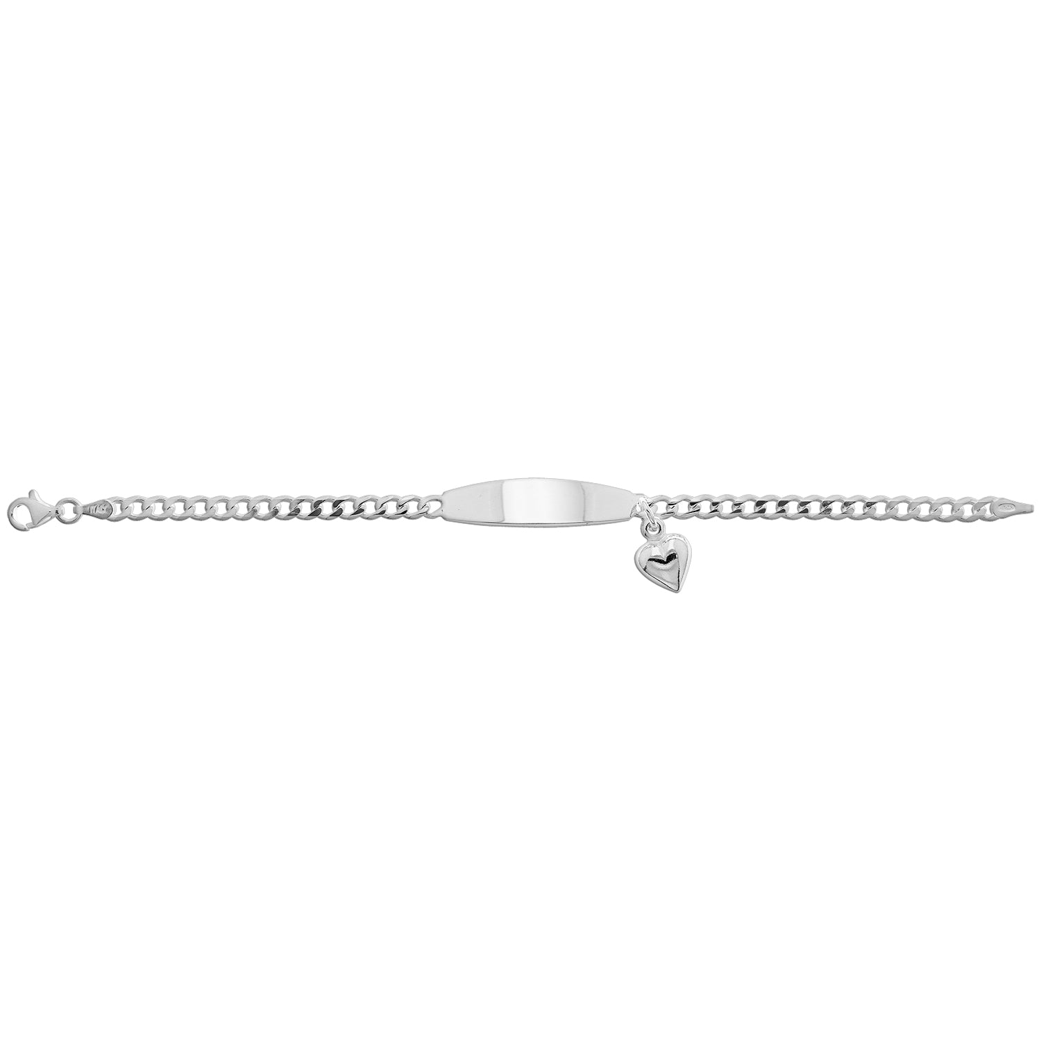 SILVER BABIES' HEART CHARM ID BRACELET