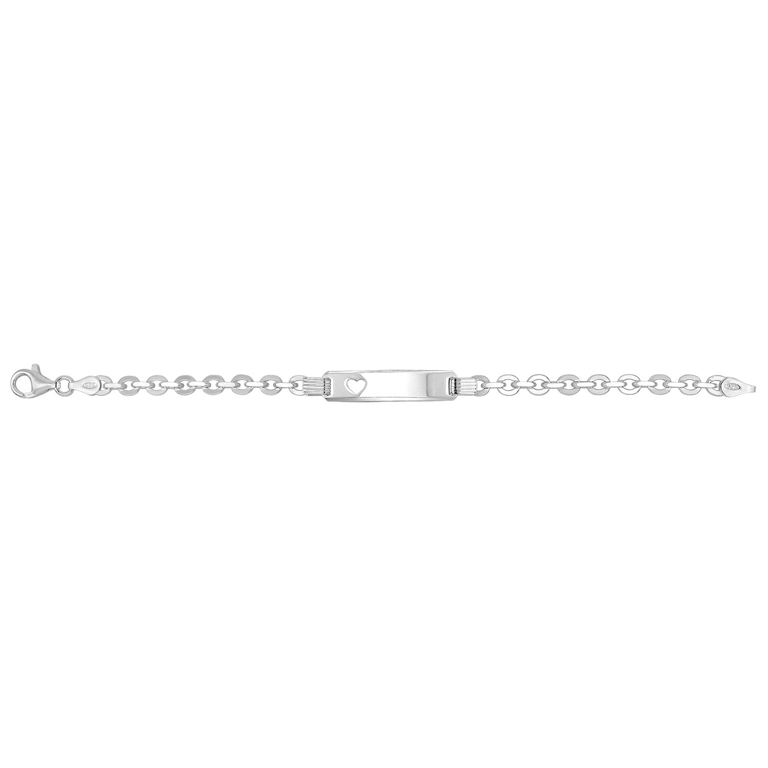 SILVER BABIES' TRACE CUT OUT HEART ID BRACELET