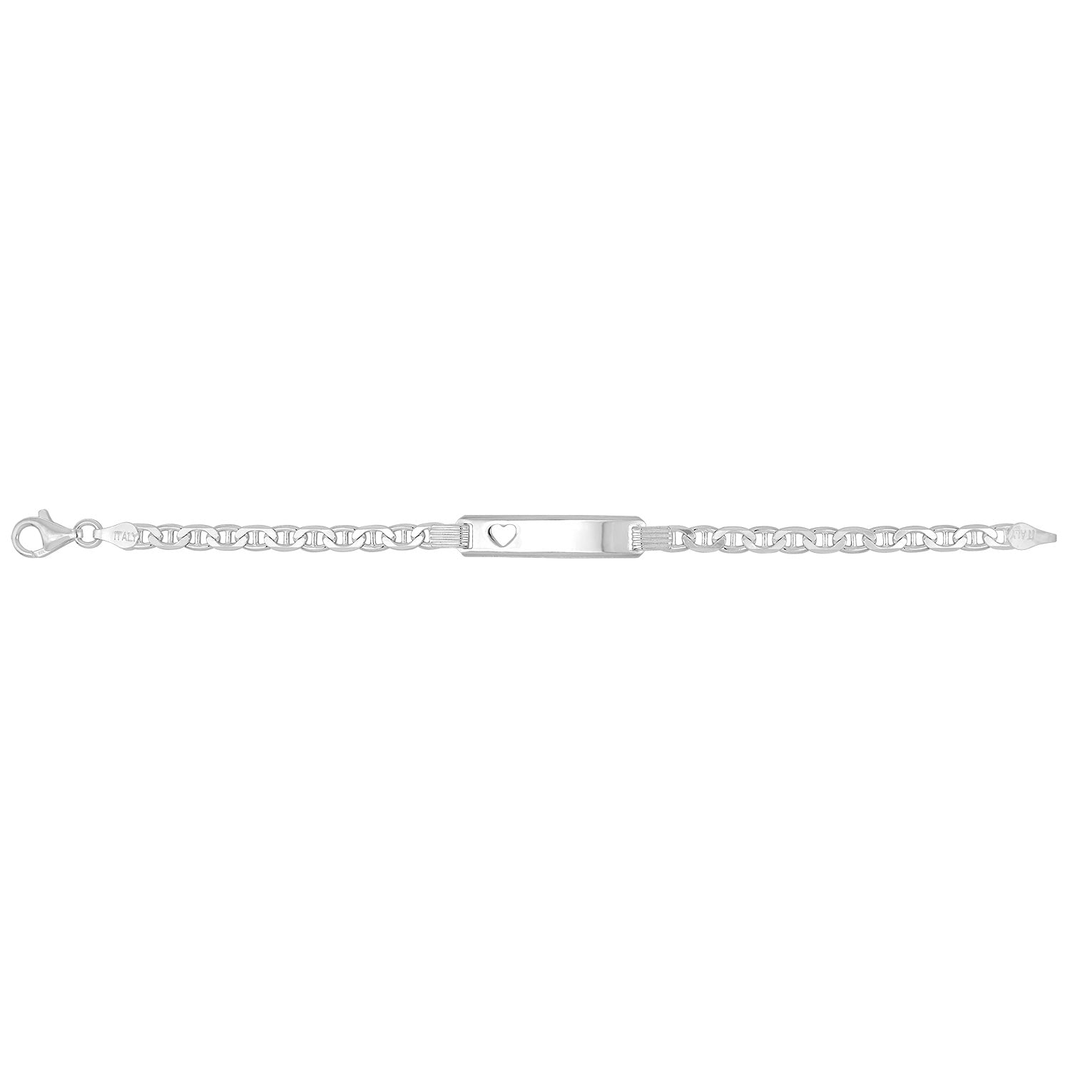 SILVER BABIES' ANCHOR CUT OUT HEART ID BRACELET