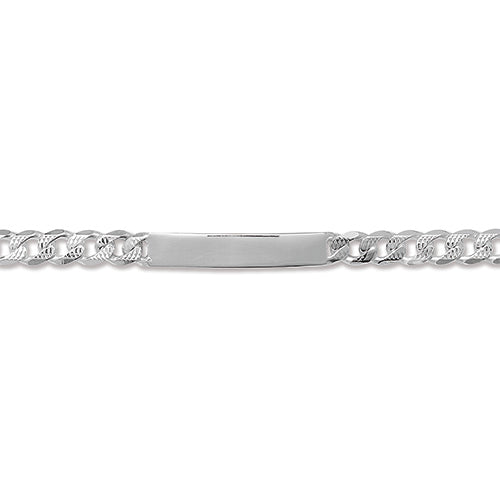 SILVER GENTS' CURB PAVE ID BRACELET