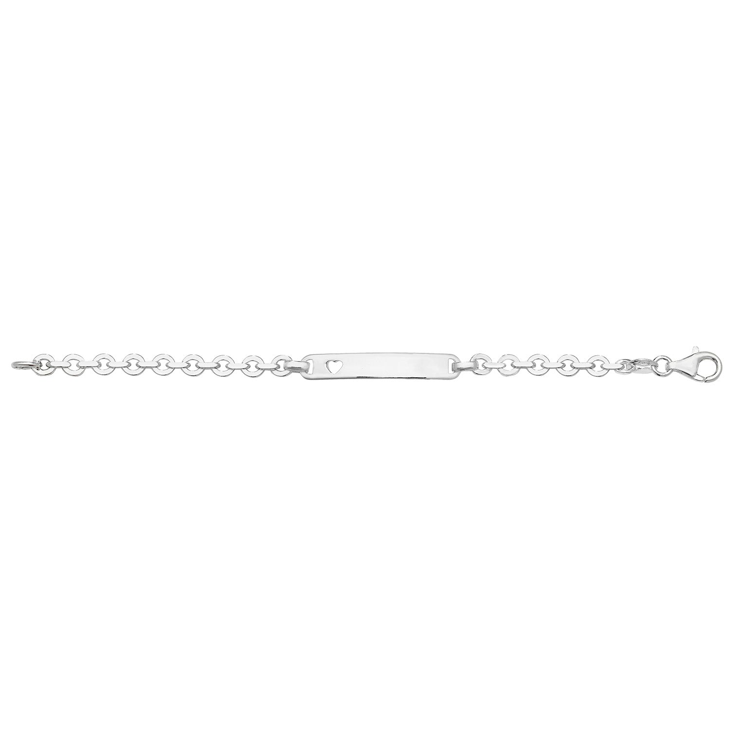 SILVER BABIES' TRACE CUT OUT HEART ID BRACELET