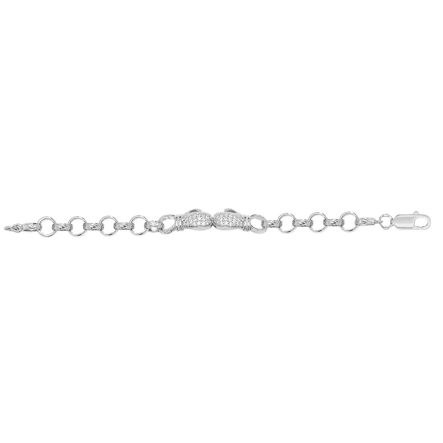 SILVER BABIES' CZ BOXING GLOVE BRACELET