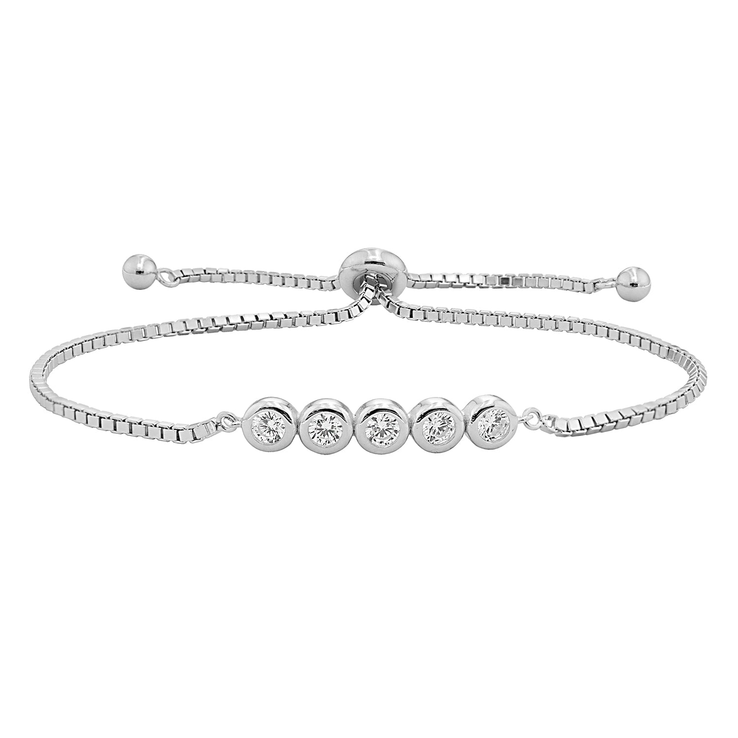 SILVER CZ RUBOVER PULL STYLE BRACELET