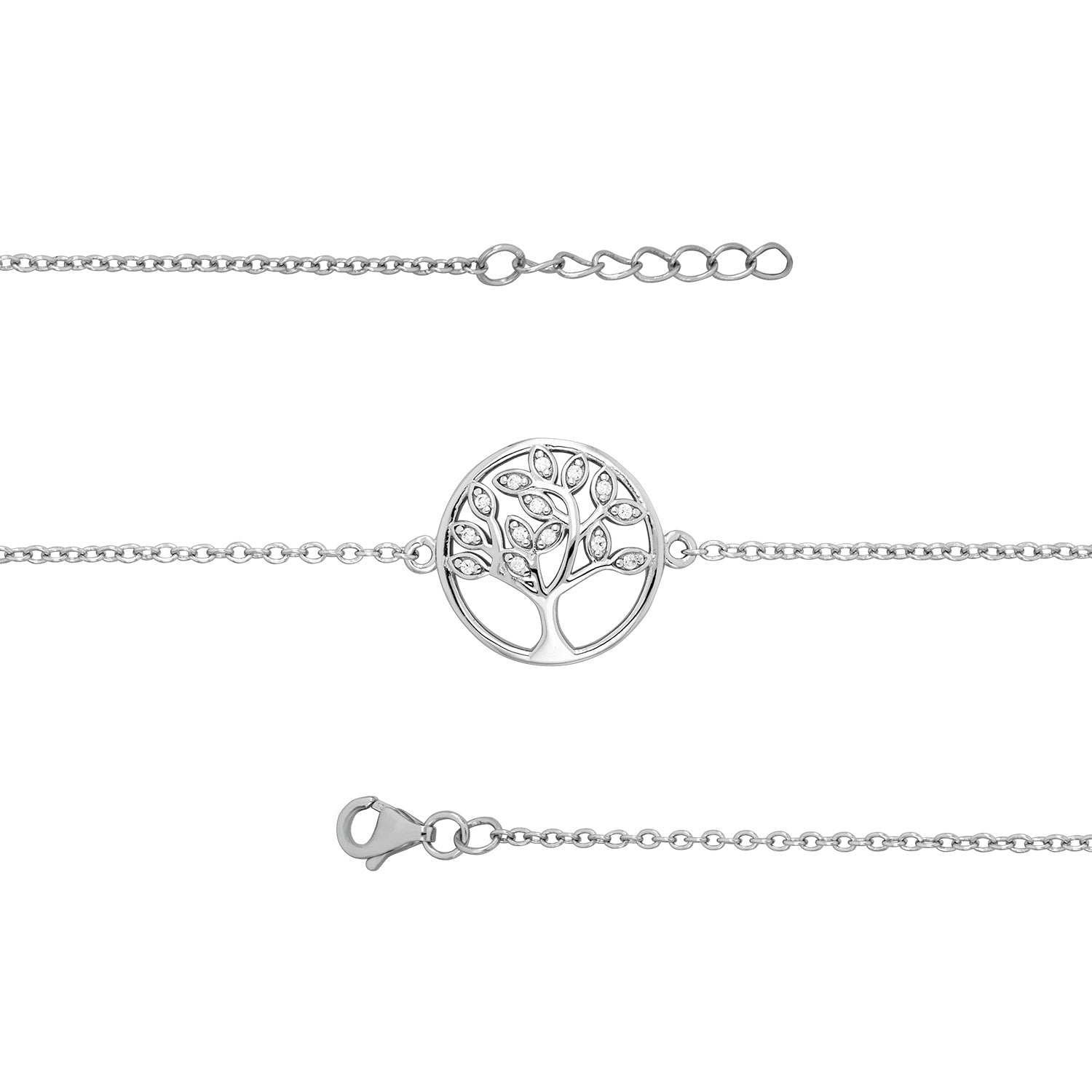 SILVER CZ TREE OF LIFE BRACELET