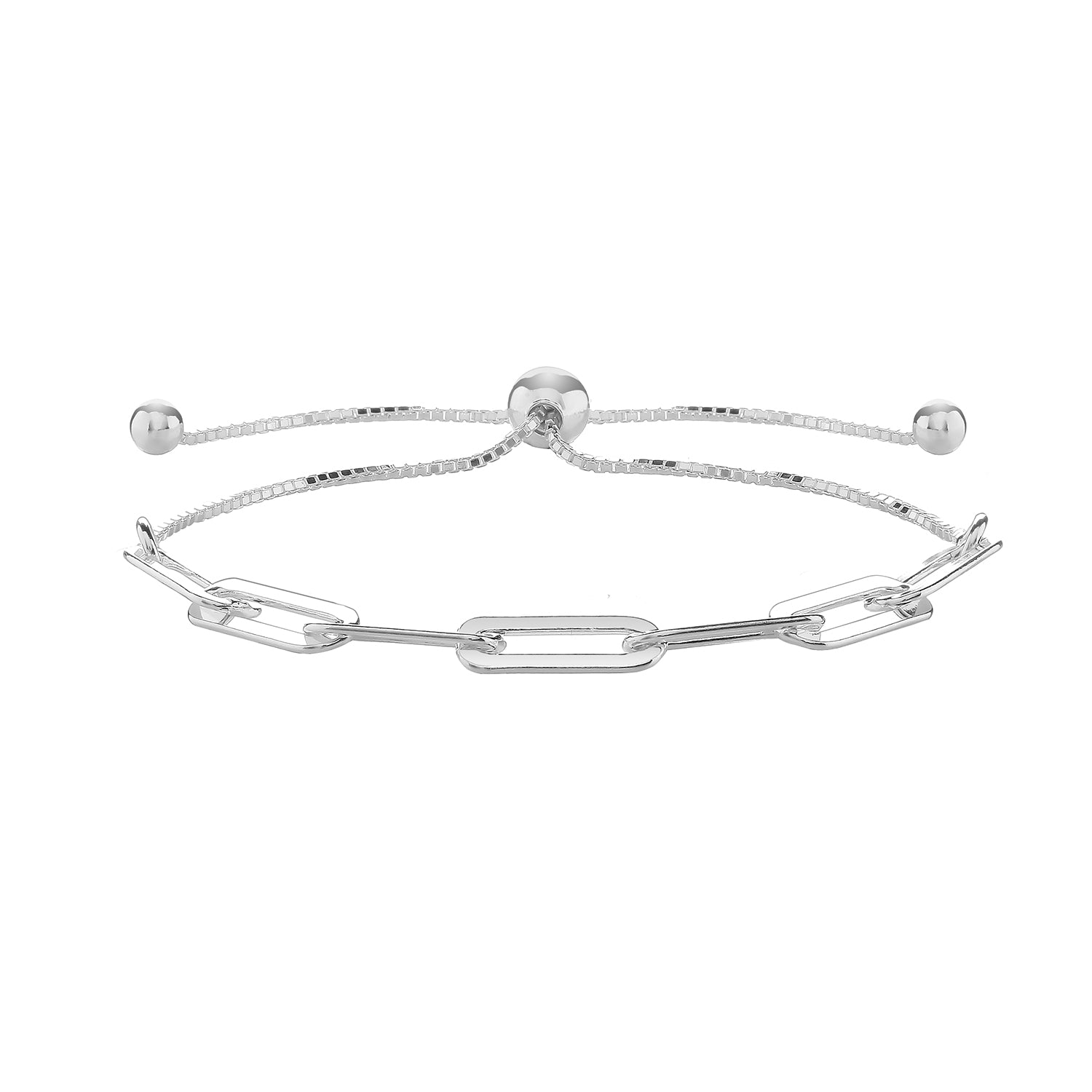 SILVER PAPER CLIP PULL STYLE BRACELET