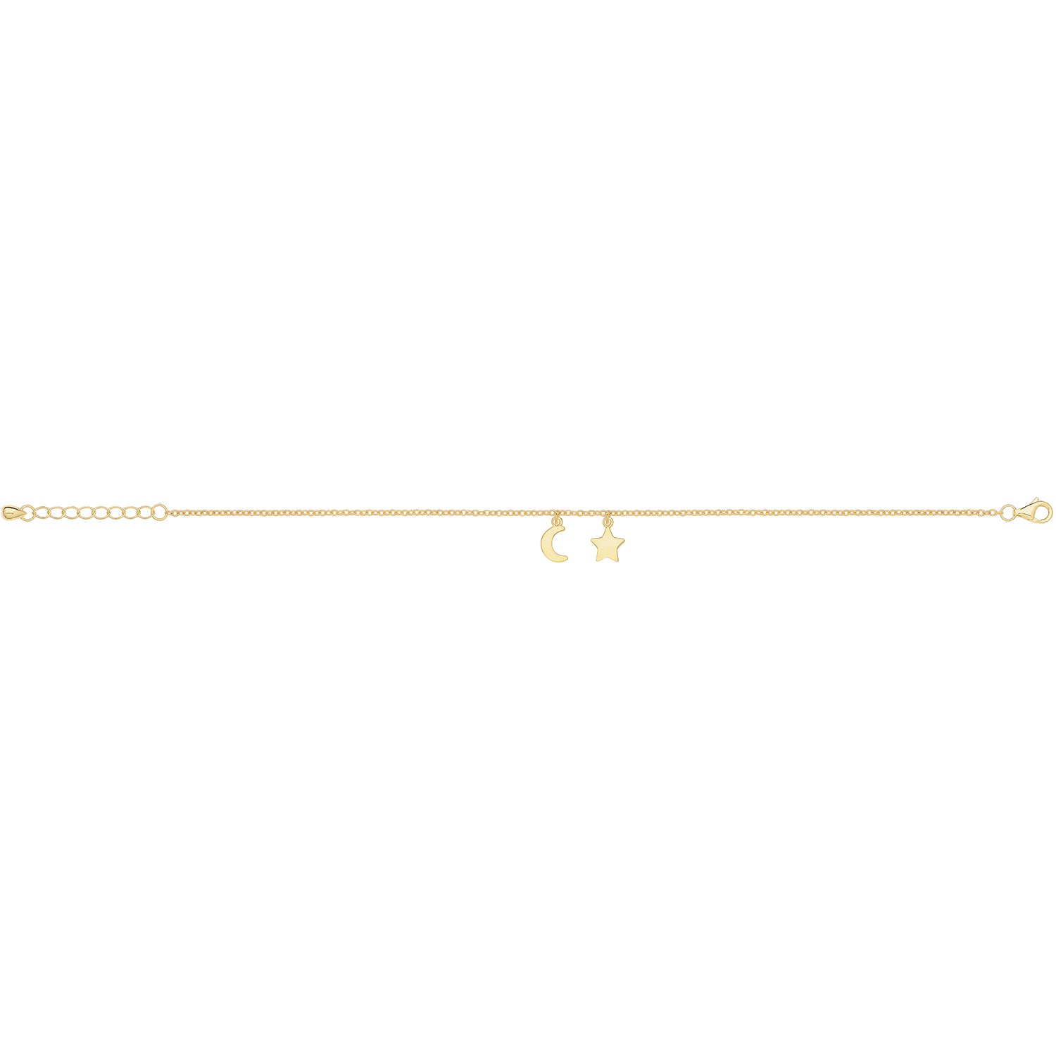 SILVER YELLOW GOLD PLATED STAR & MOON BRACELET
