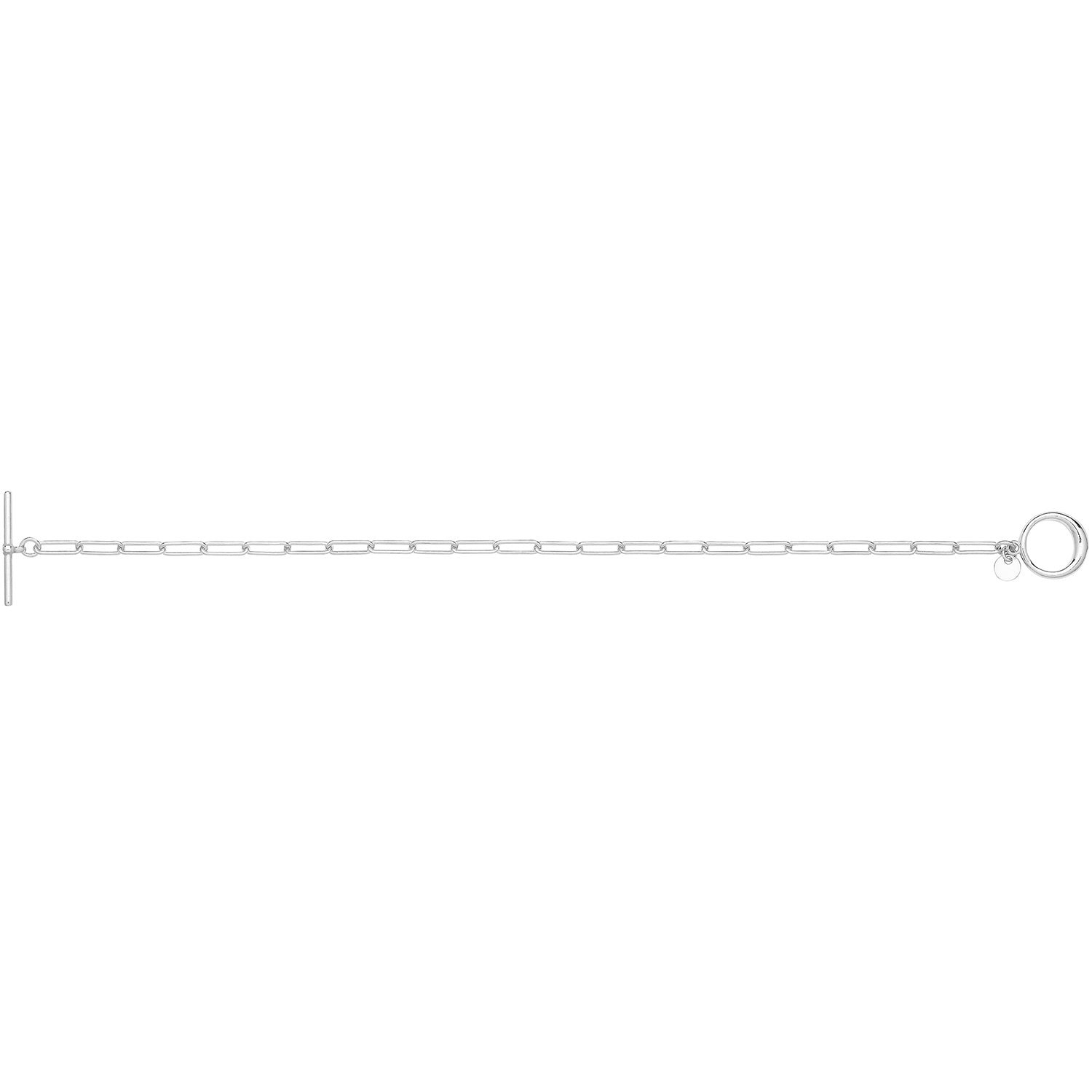 SILVER RHODIUM PLATED T-BAR PAPERCLIP LINK BRACELET