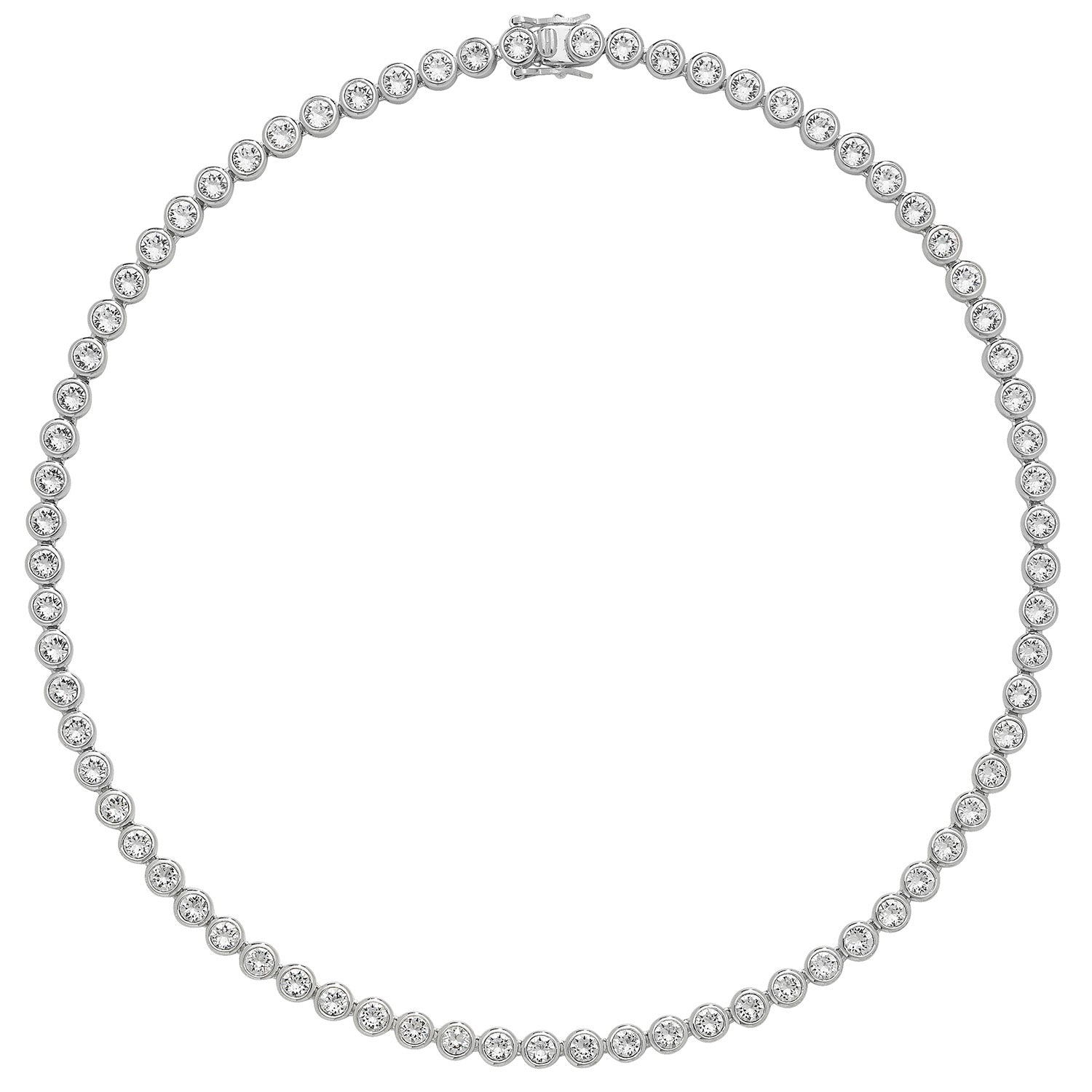 SILVER RHODIUM PLATED CZ BEZEL SET NECKLET