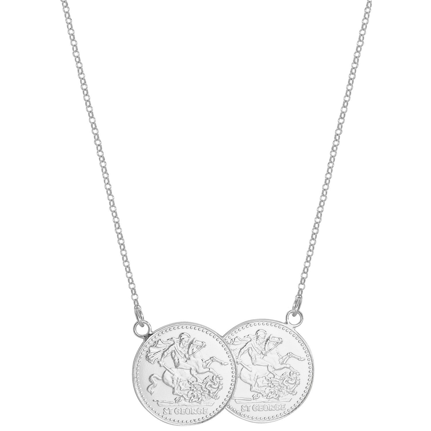 SILVER FULL DOUBLE SOVEREIGN COIN NECKLET