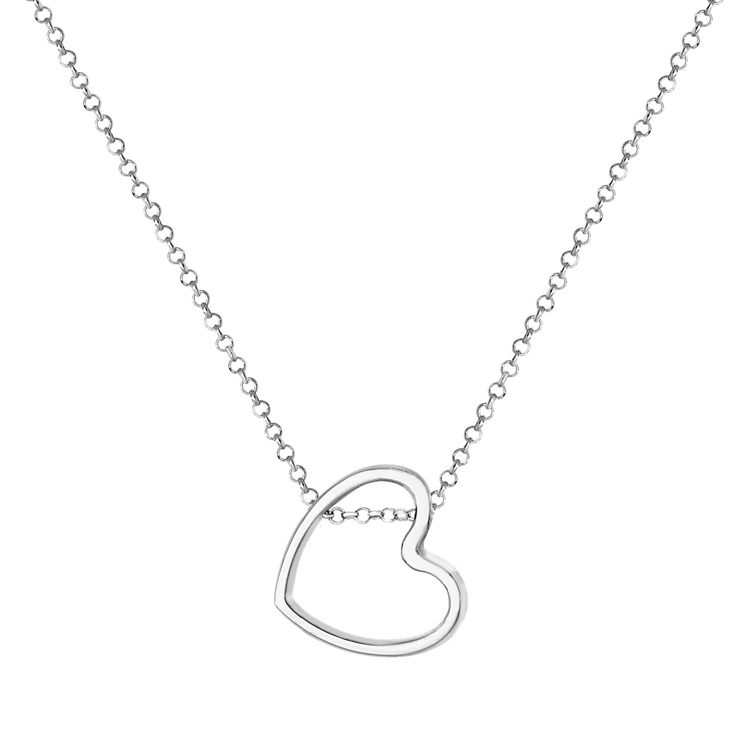 SILVER RHODIUM PLATED OPEN HEART NECKLET
