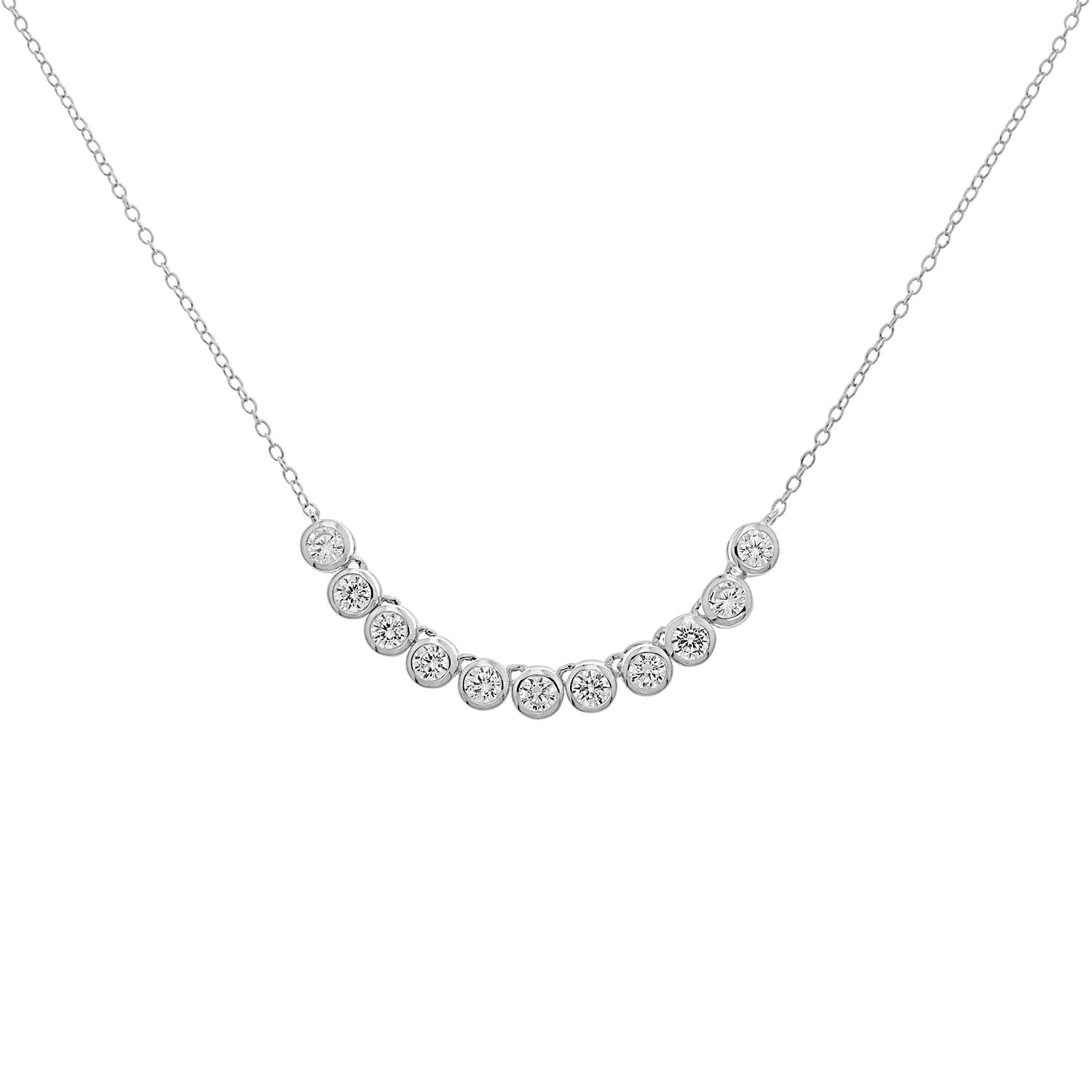 SILVER GRADUATED CZ RUBOVER NECKLET