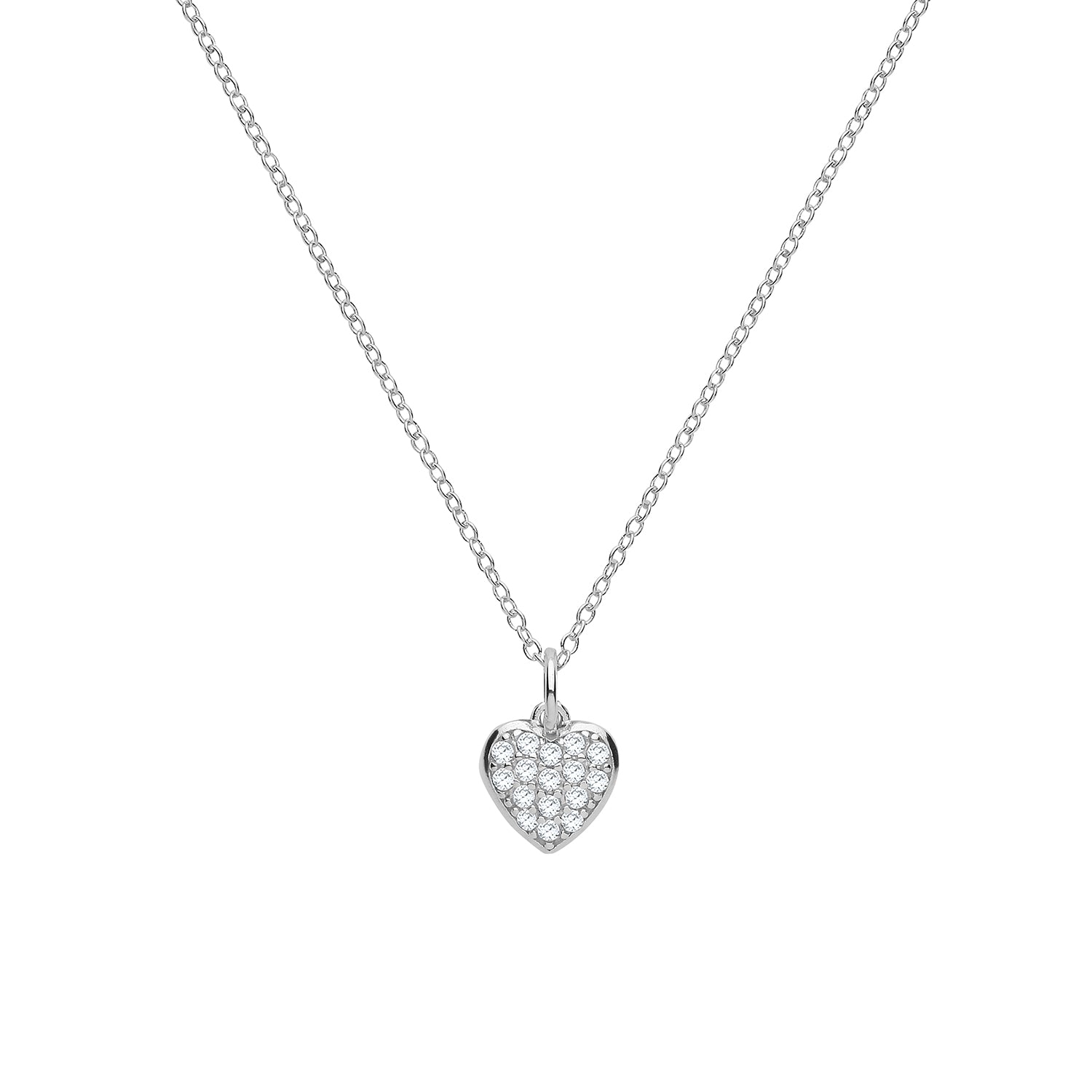 SILVER CZ HEART NECKLET