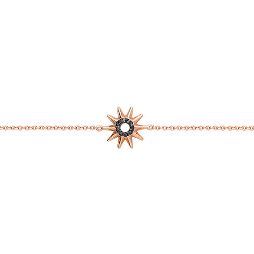 SILVER ROSE GOLD PLATED BLACK CZ SUN BRACELET