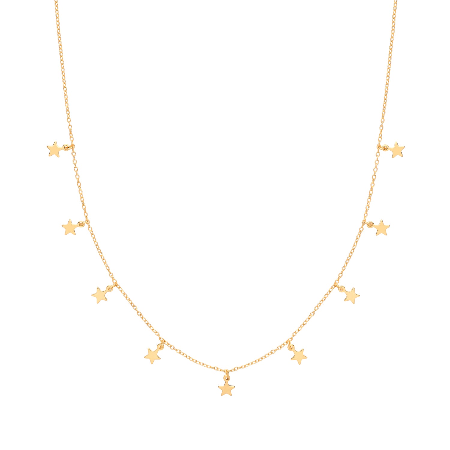 SILVER YELLOW GOLD PLATED STAR CHARMS NECKLET
