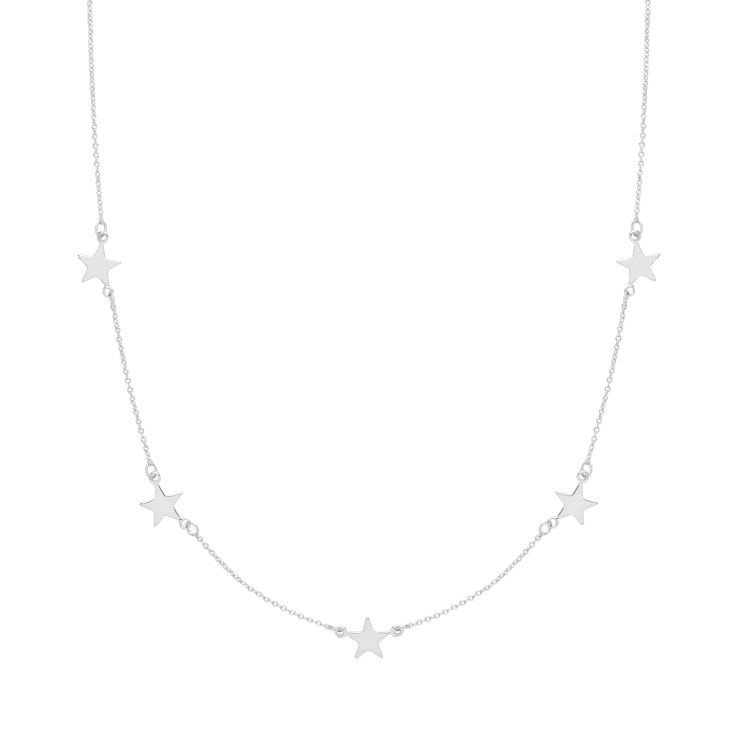 SILVER RHODIUM PLATED STARS NECKLET