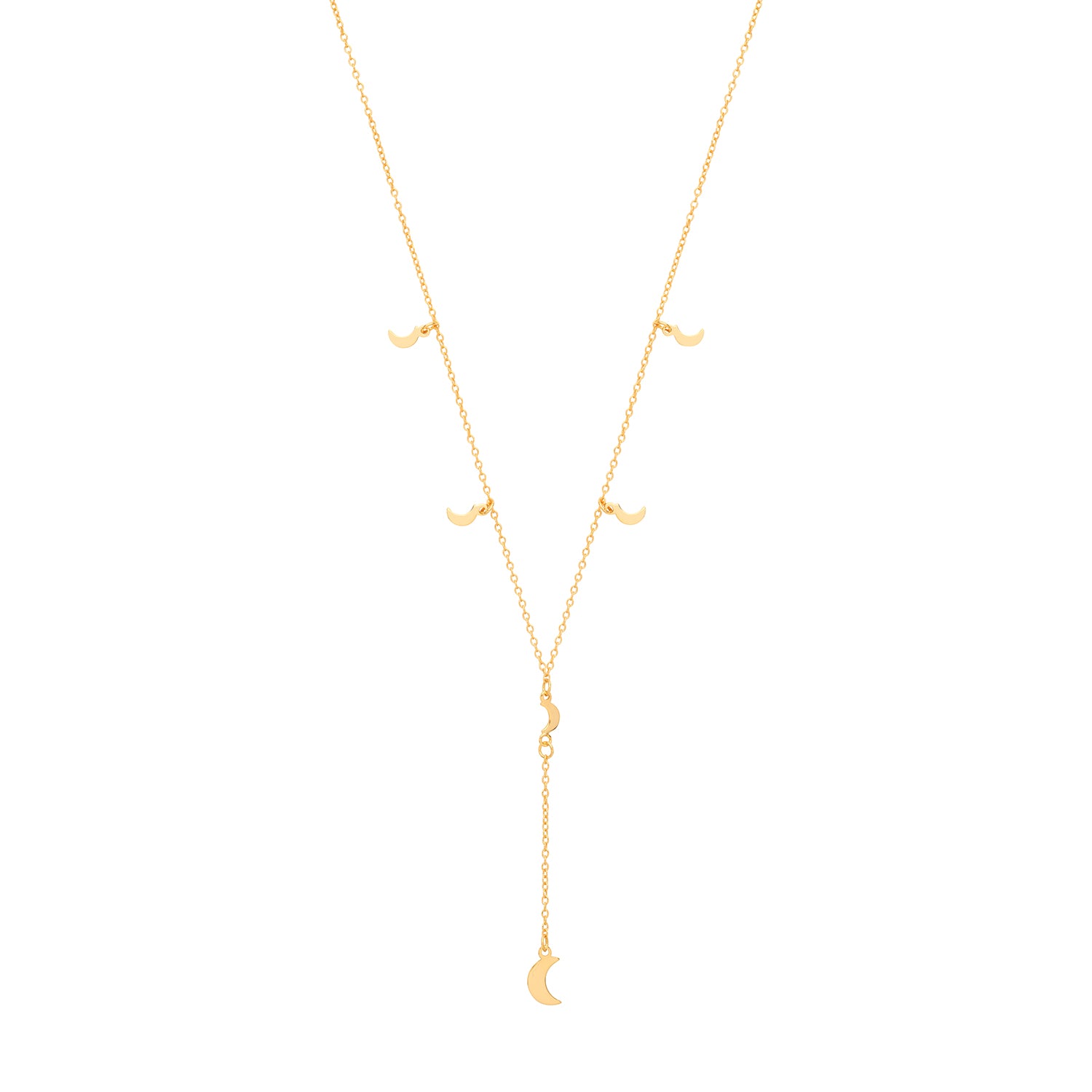 SILVER YELLOW GOLD PLATED CRESCENT MOON CHARMS DROP NECKLET