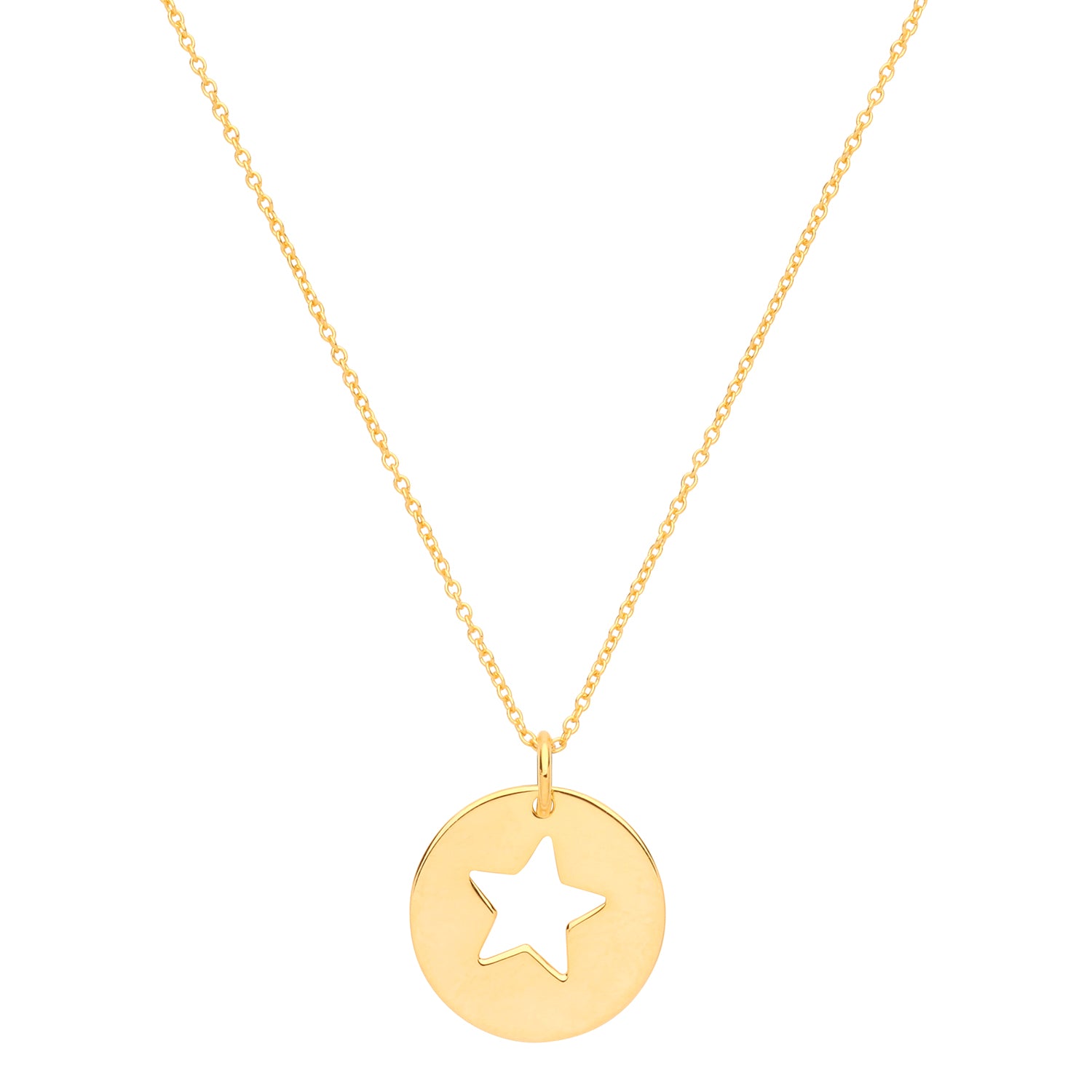 SILVER YELLOW GOLD PLATED STAR DISC NECKLET