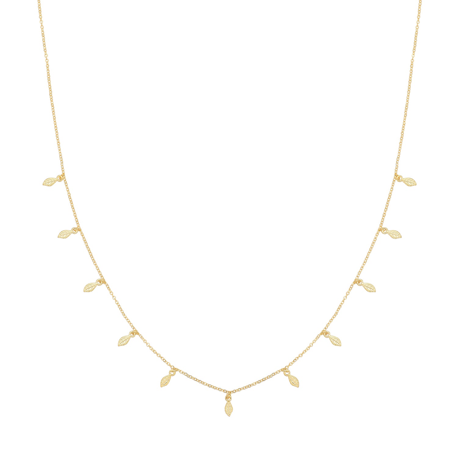 SILVER YELLOW GOLD PLATED LEAF CHARMS NECKLET