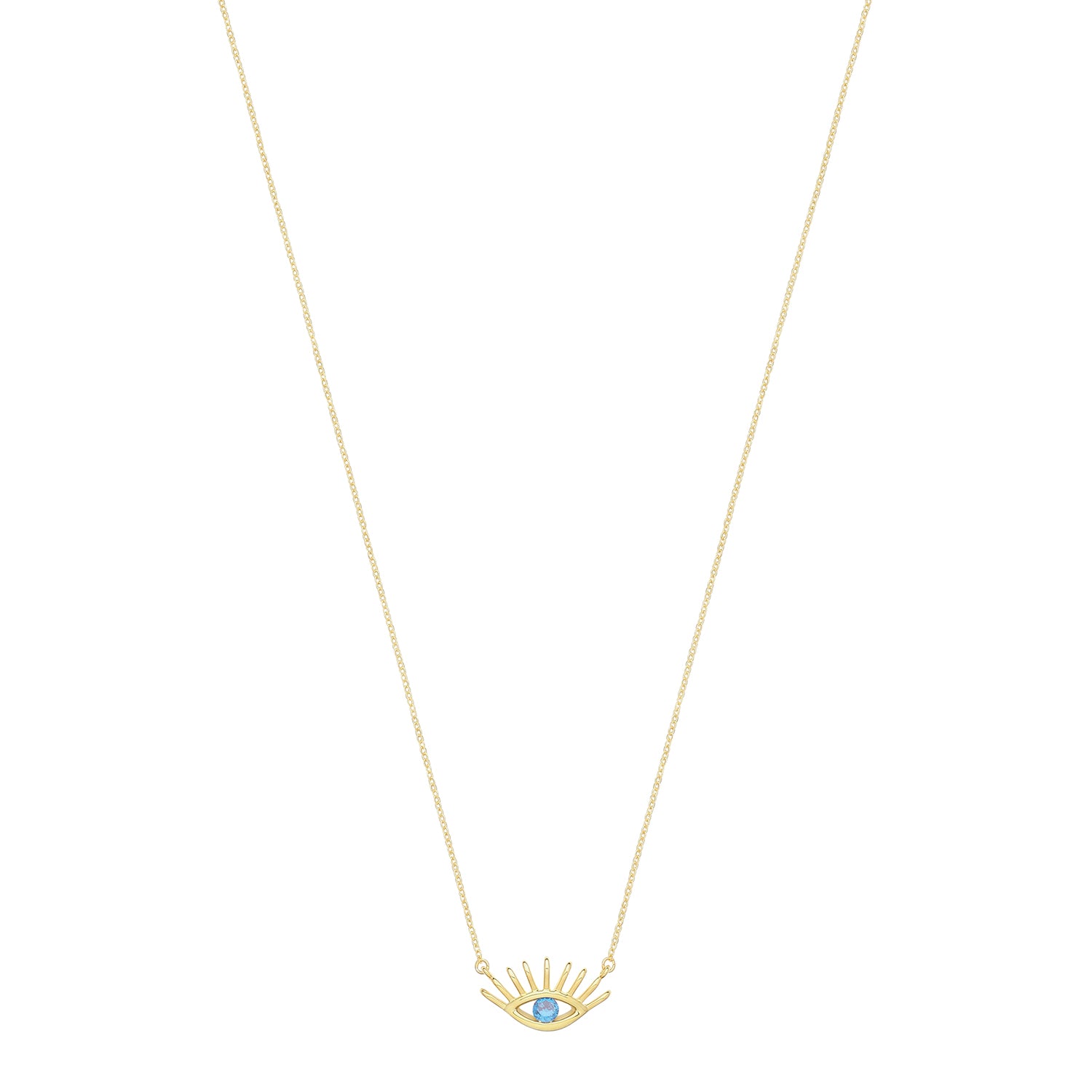 SILVER YELLOW GOLD PLATED CZ EVIL EYE NECKLET