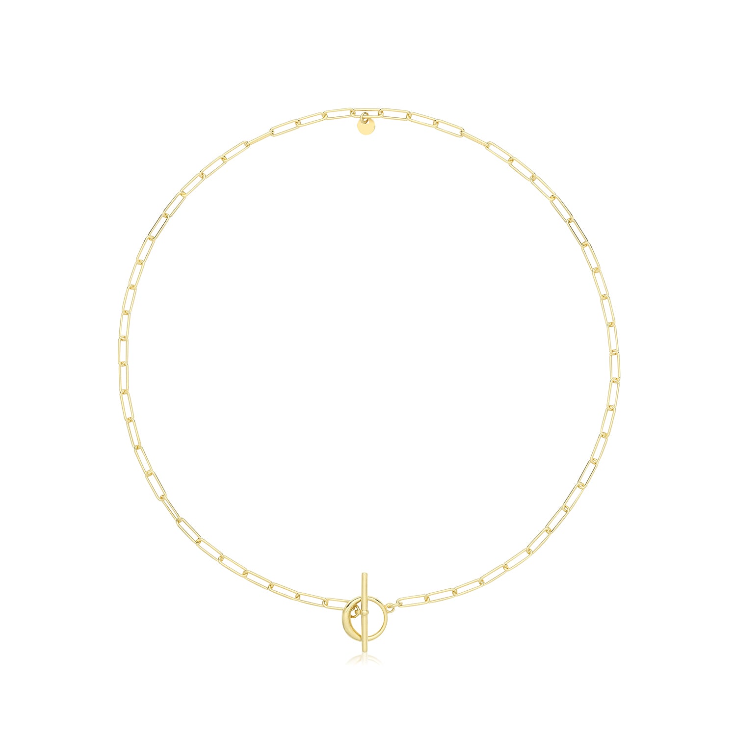 SILVER YELLOW GOLD PLATED PAPERCLIP LINK T-BAR NECKLET