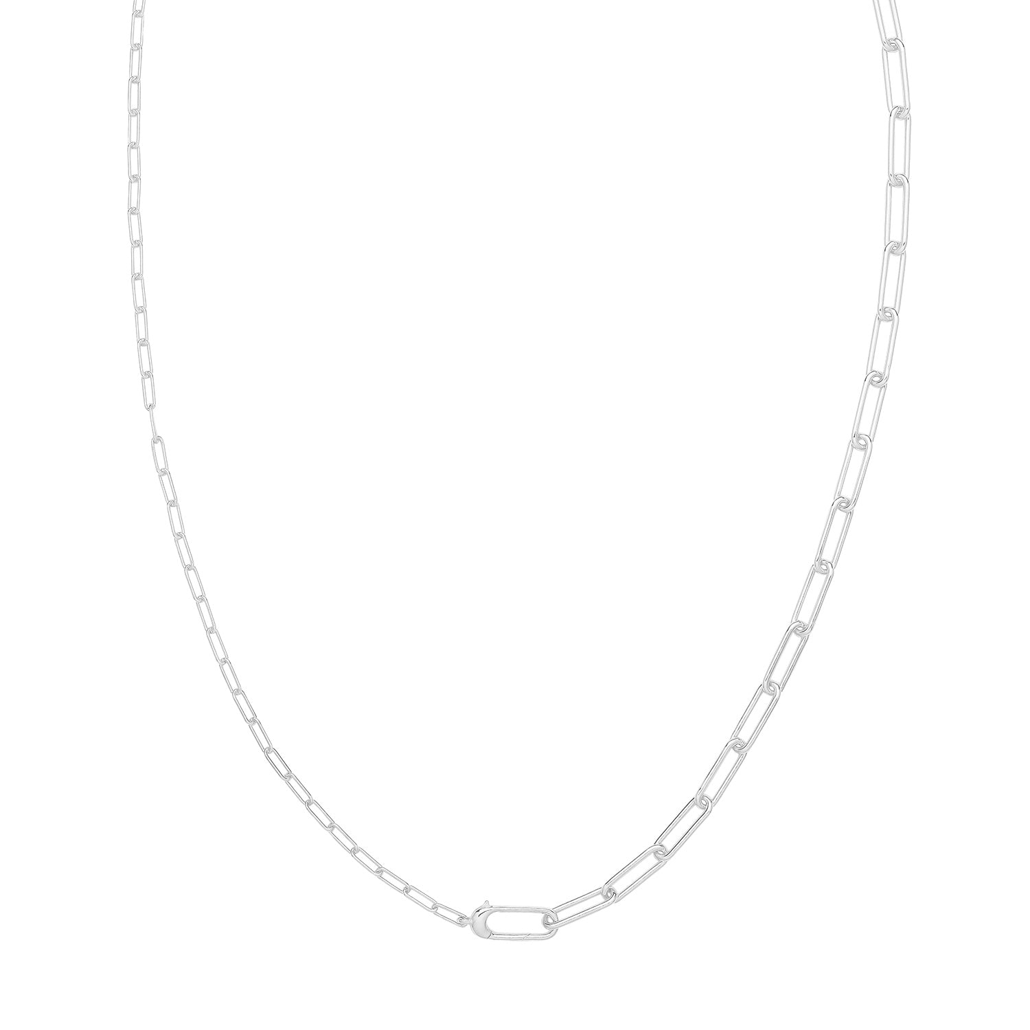 SILVER RHODIUM PLATED PAPERCLIP LINK NECKLET