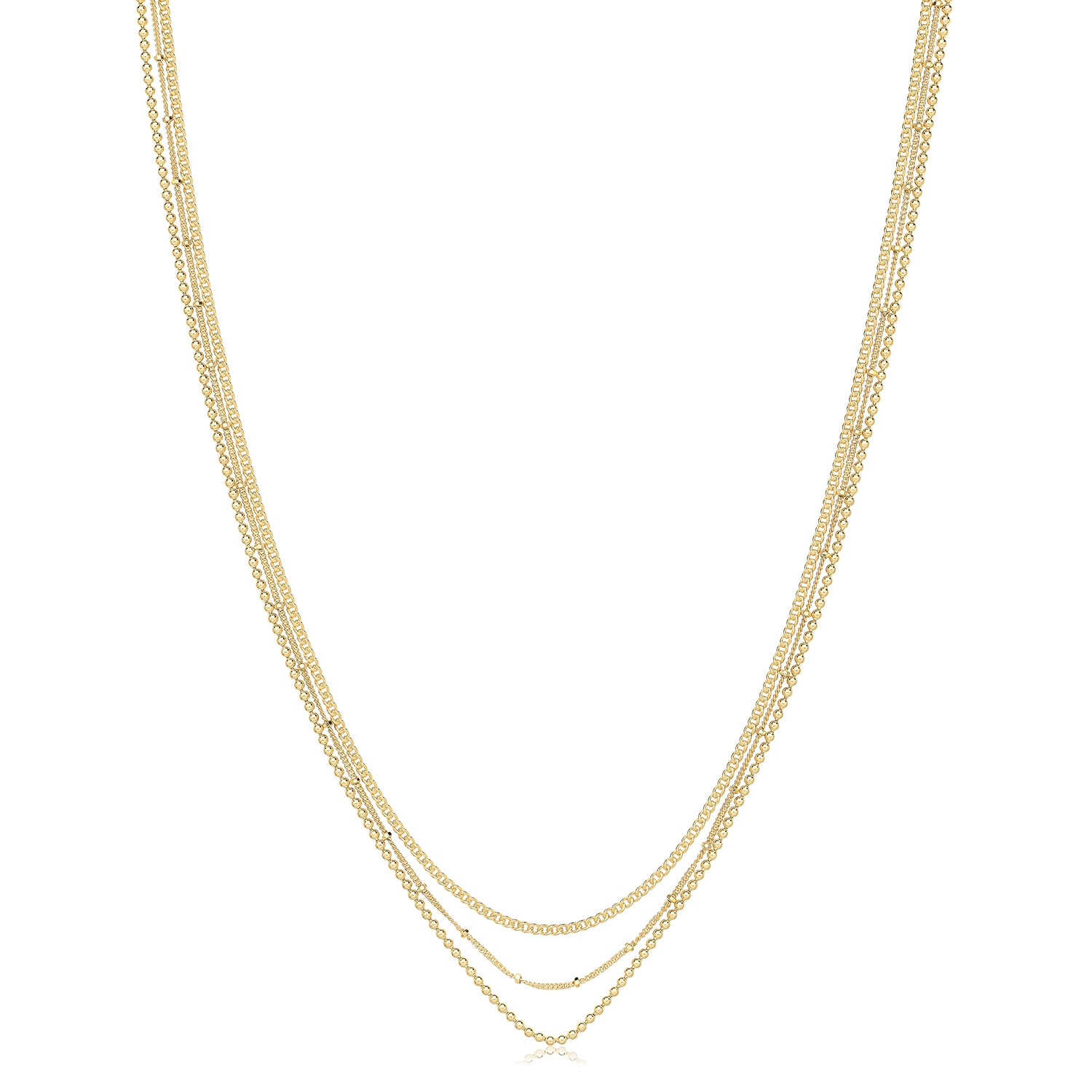 SILVER YELLOW GOLD PLATED MULTICHAIN NECKLET