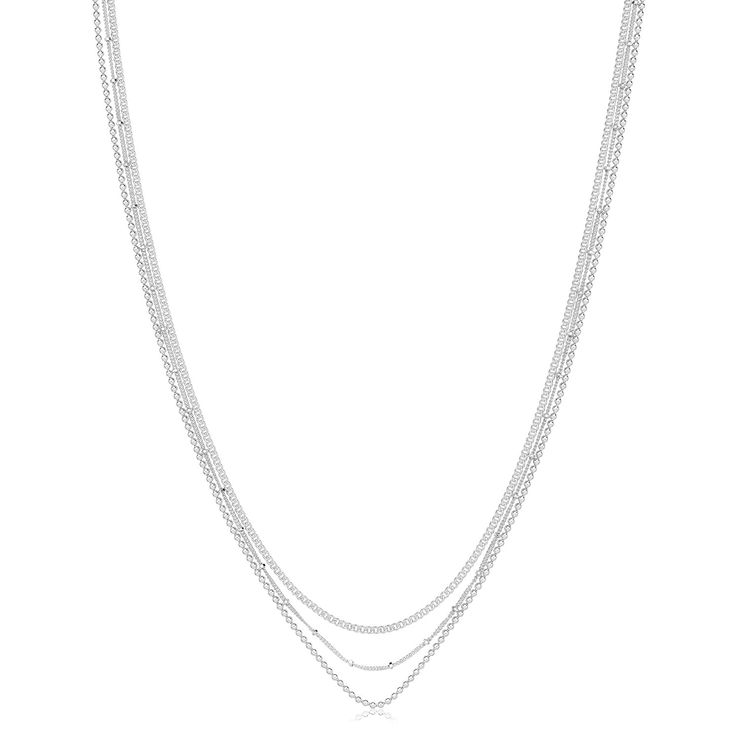 SILVER RHODIUM PLATED MULTICHAIN NECKLET
