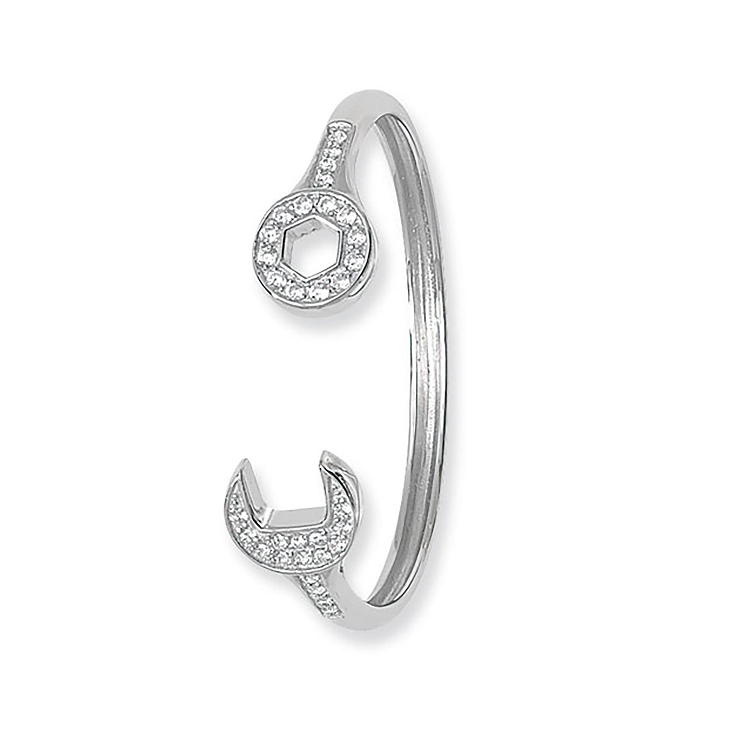 SILVER BABIES' CZ SPANNER BANGLE