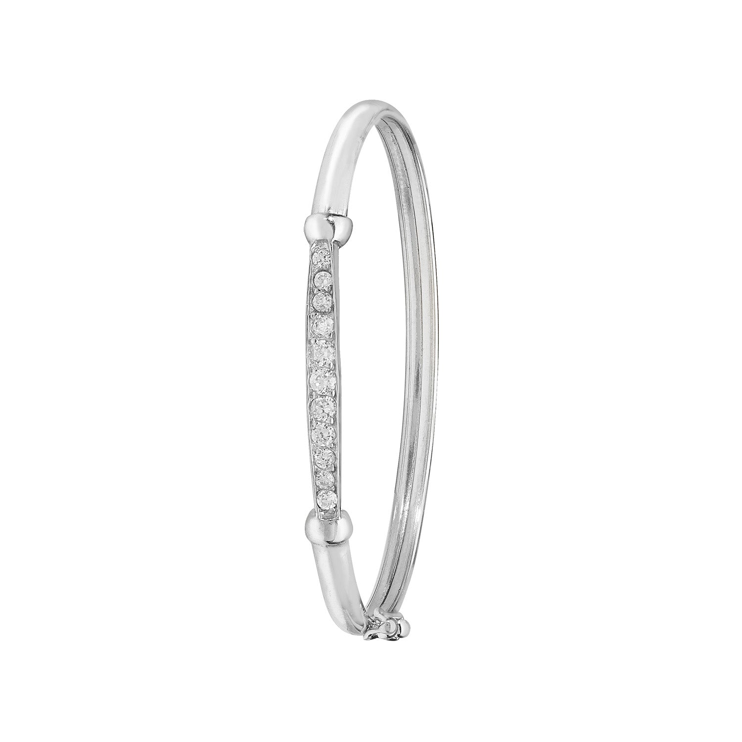SILVER BABIES' CZ HINGED BANGLE