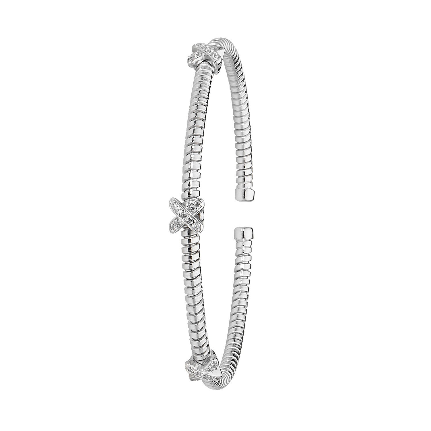 SILVER RHODIUM PLATED CZ X BANGLE