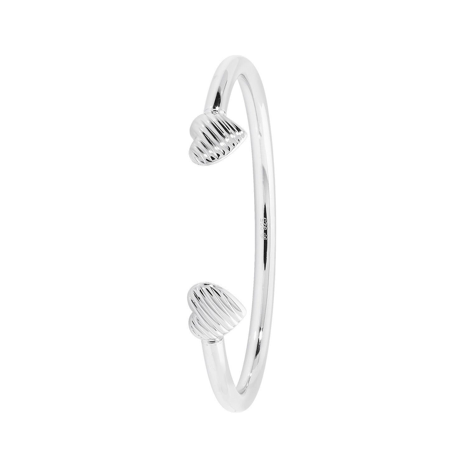 SILVER BABIES' HEART TORC BANGLE