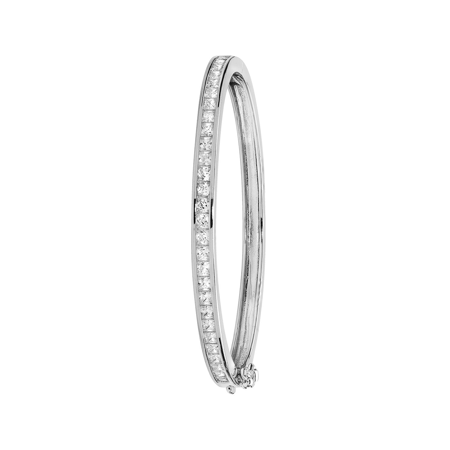 SILVER BABIES' CZ CHANNEL SET HINGED BANGLE