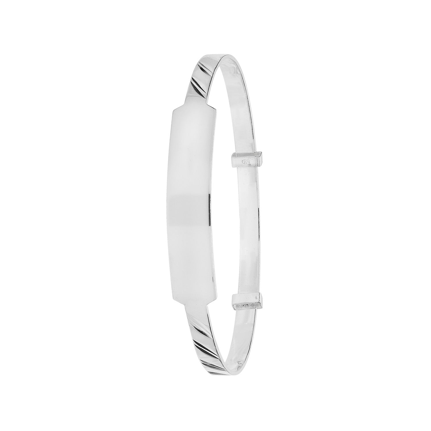 SILVER BABIES' DIAMOND CUT EXPANDABLE ID BANGLE