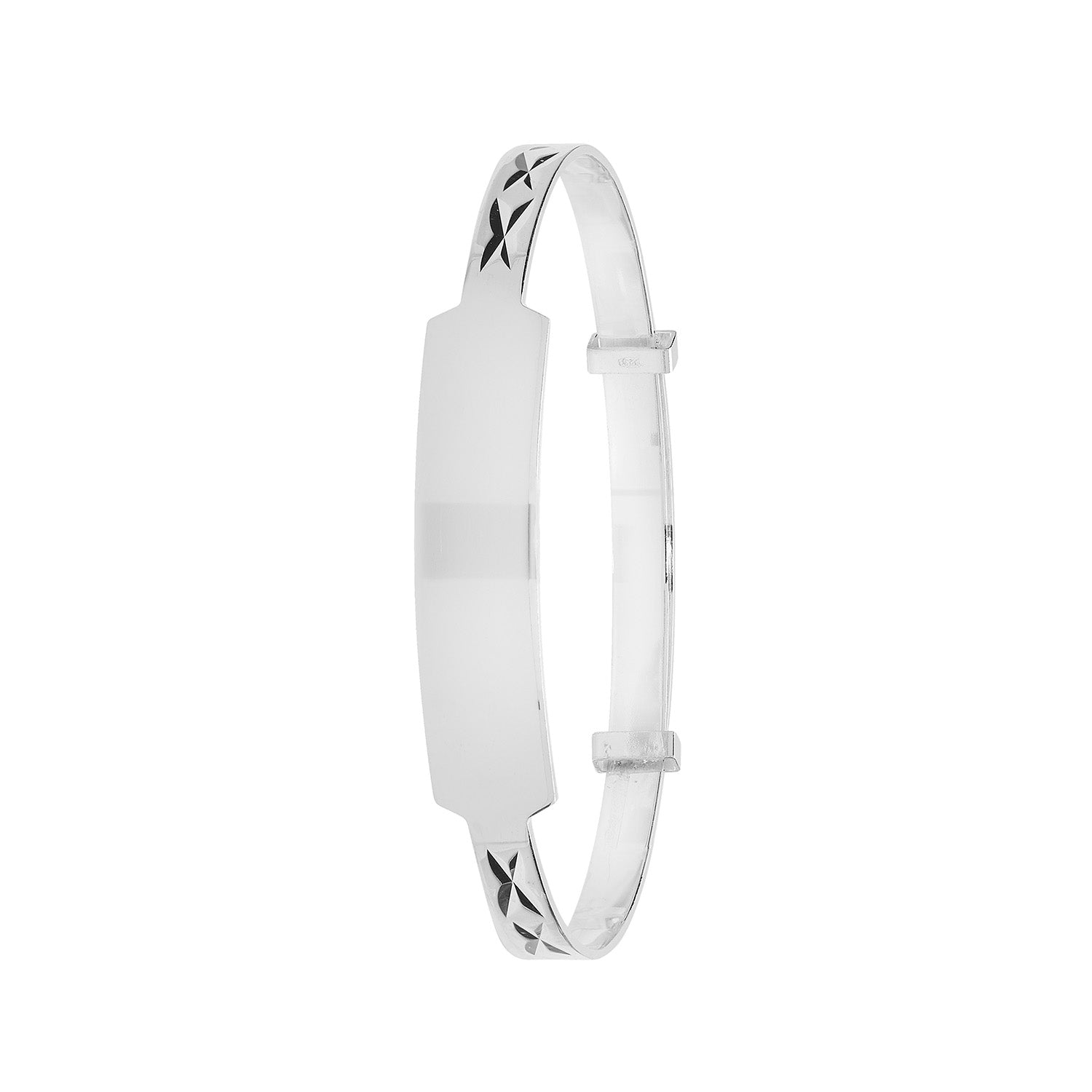 SILVER BABIES' DIAMOND CUT EXPANDABLE ID BANGLE