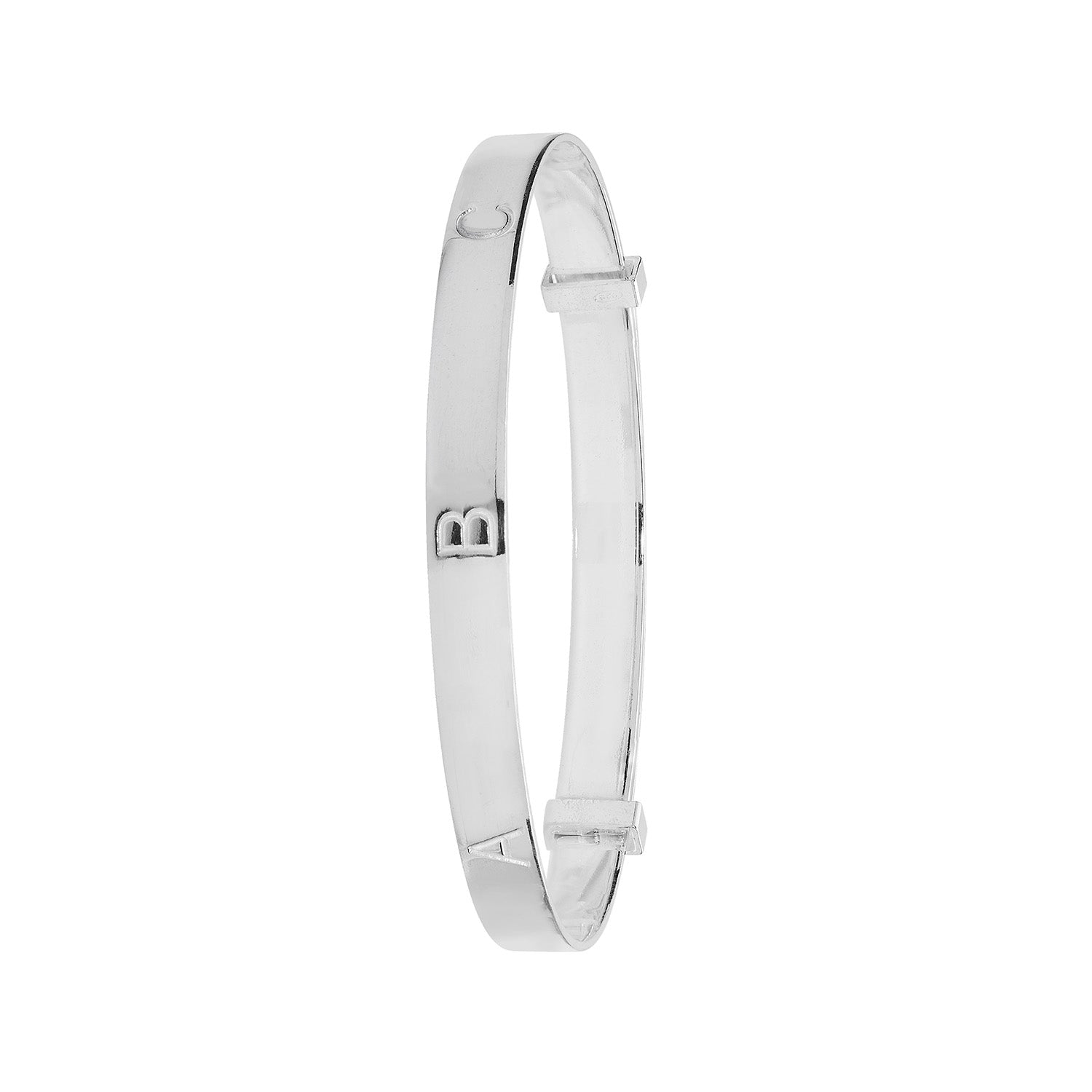 SILVER BABIES' DIAMOND CUT EXPANDABLE ABC BANGLE
