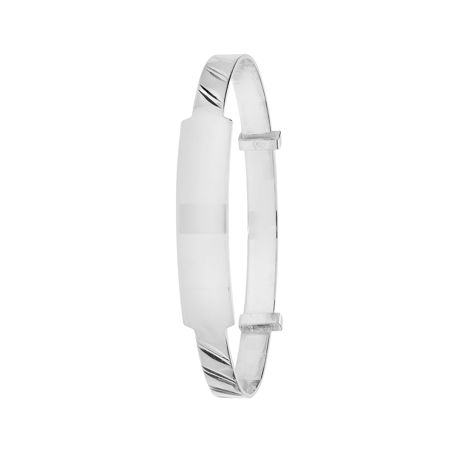 SILVER BABIES' DIAMOND CUT EXPANDABLE ID BANGLE