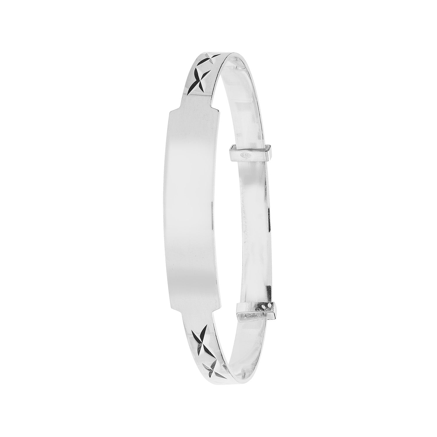 SILVER BABIES' DIAMOND CUT EXPANDABLE ID BANGLE