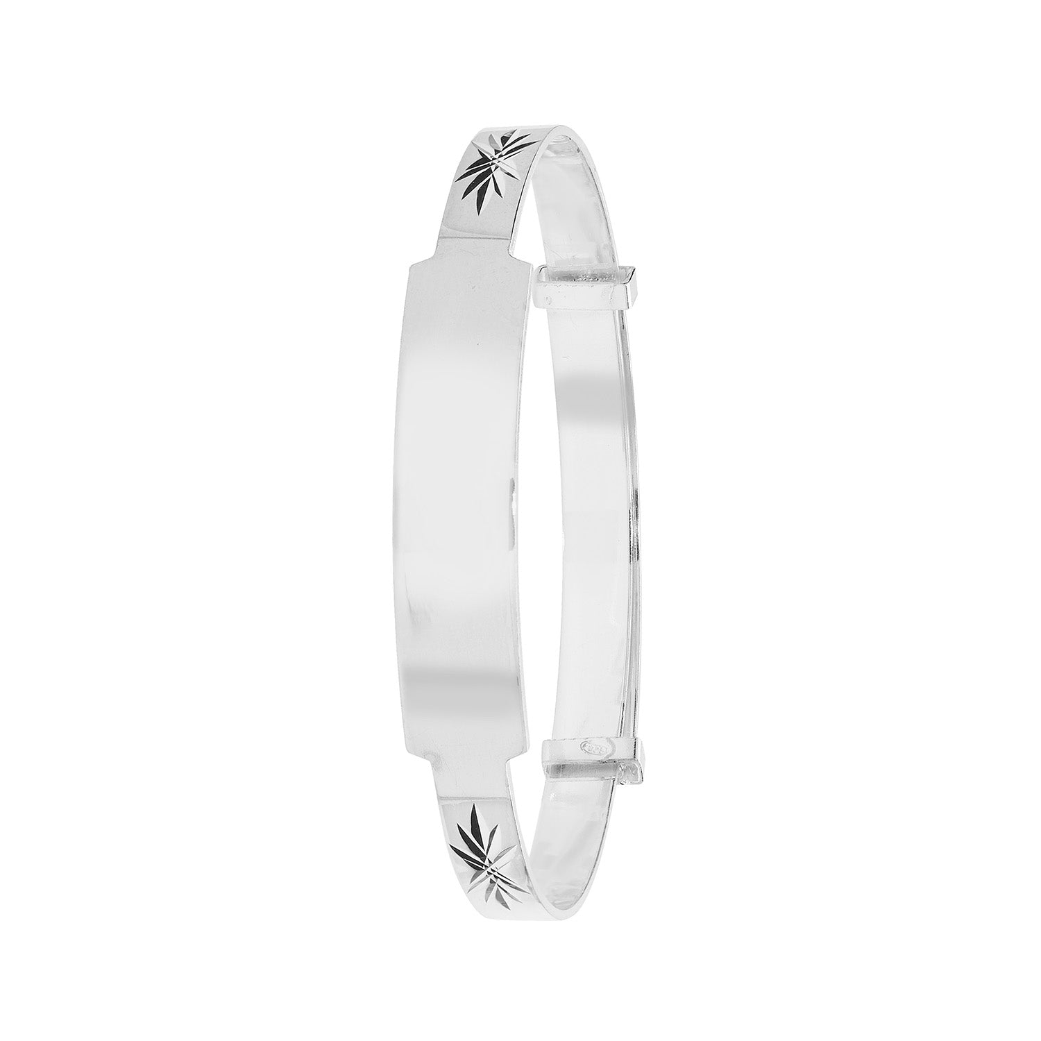 SILVER BABIES' DIAMOND CUT EXPANDABLE ID BANGLE
