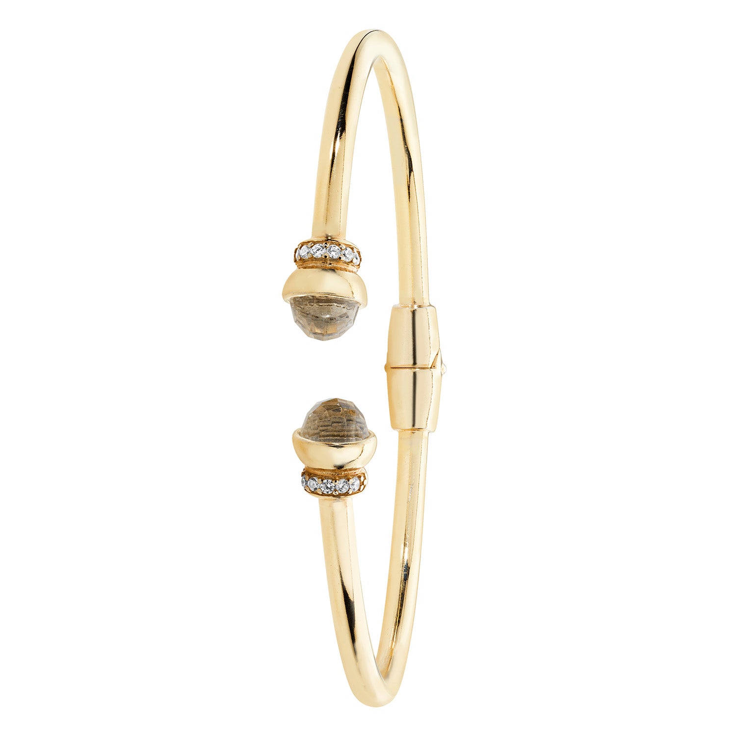 SILVER YELLOW GOLD PLATED CRYSTAL AND CZ TORC BANGLE