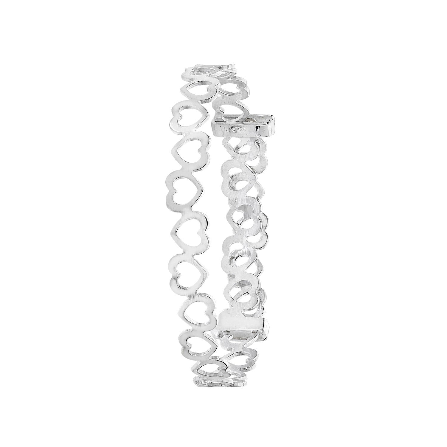 SILVER BABIES' LINKED HEARTS EXPANDABLE BANGLE