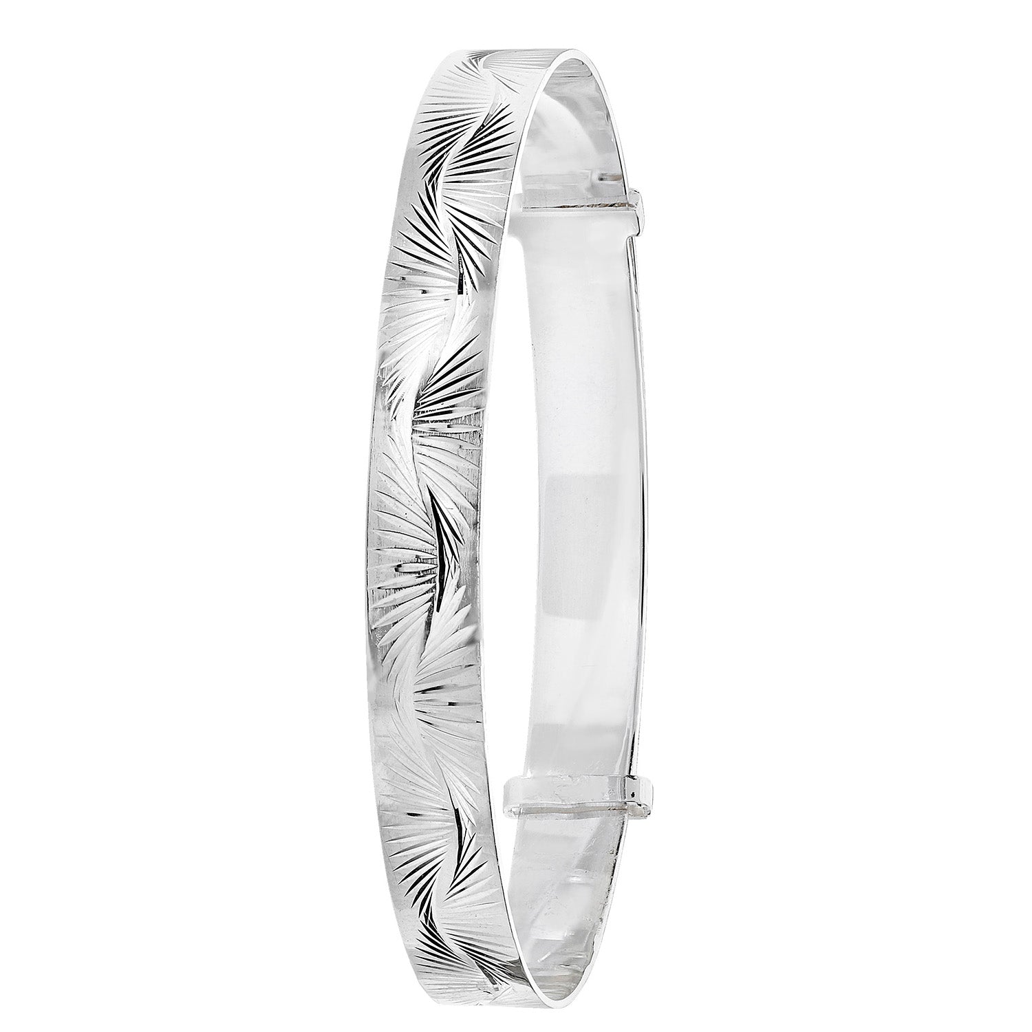SILVER DIAMOND CUT EXPANDABLE CHUNKY BANGLE