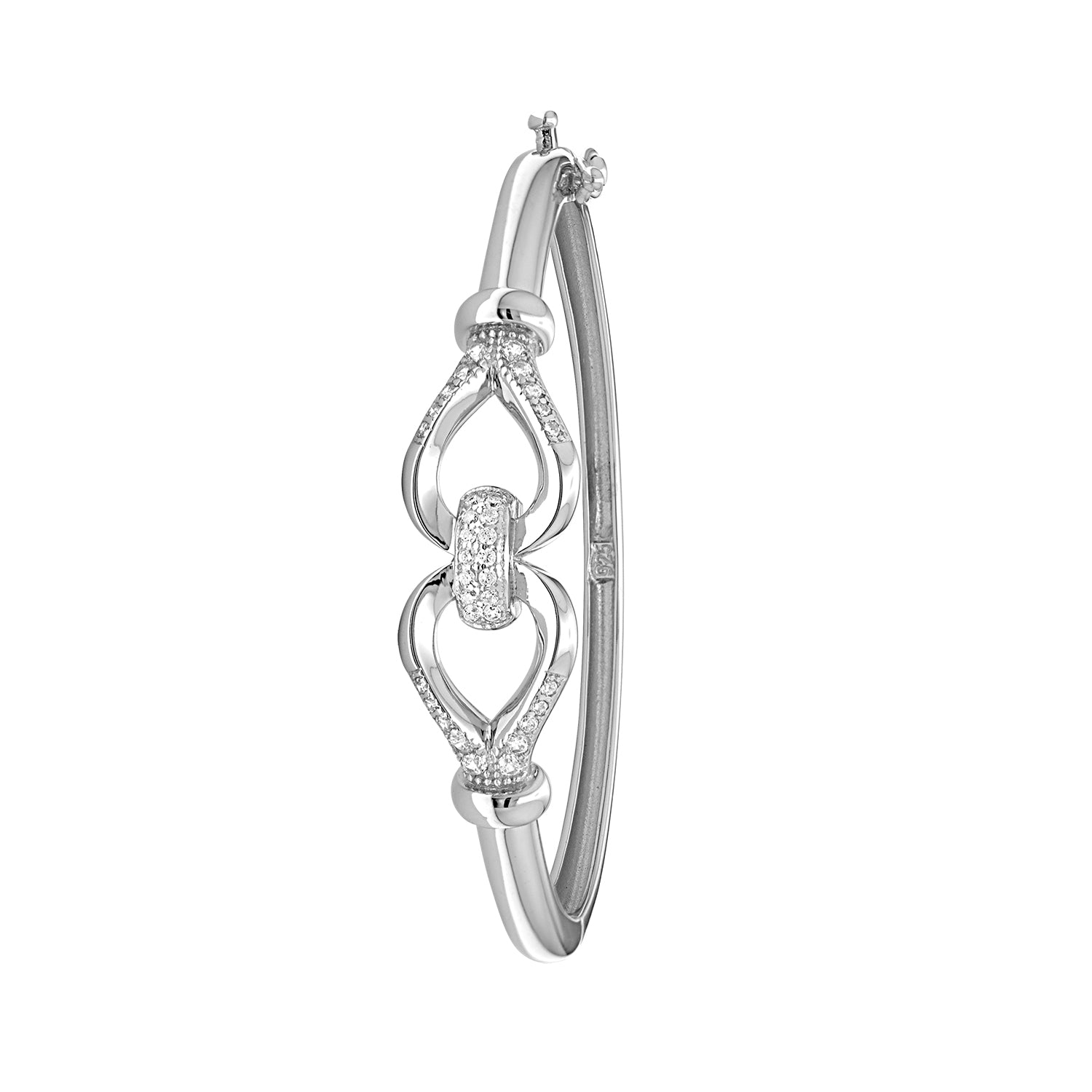 SILVER BABIES' BOW KNOT CZ HINGED BANGLE