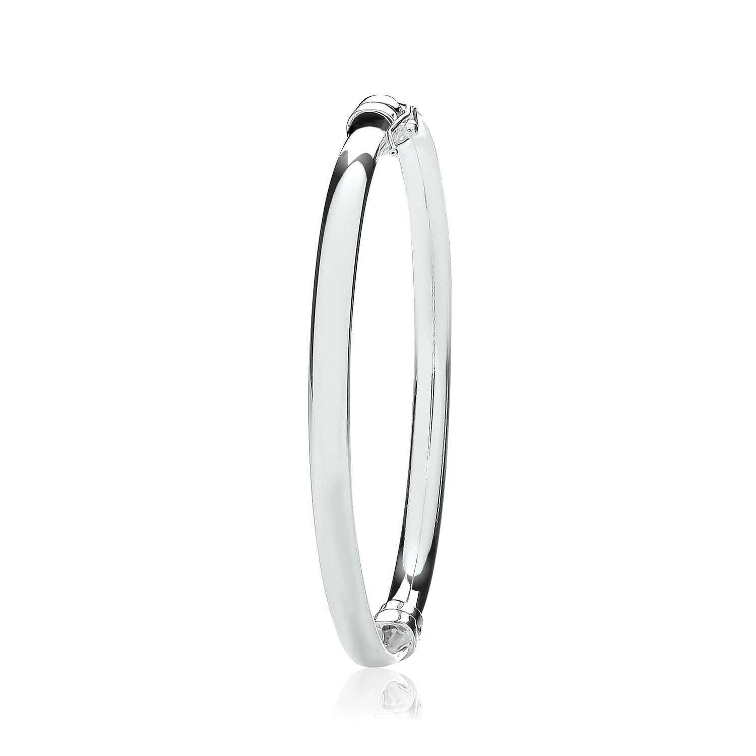 SILVER LADIES' OVAL PLAIN HINGED BANGLE