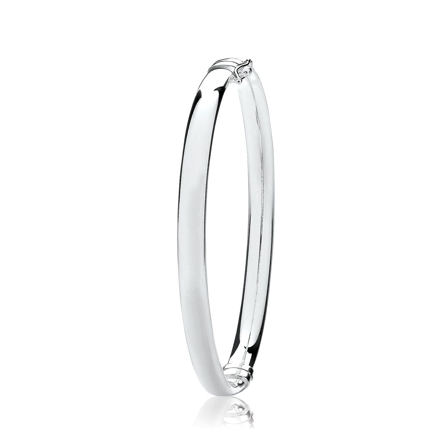 SILVER LADIES' OVAL PLAIN HINGED BANGLE