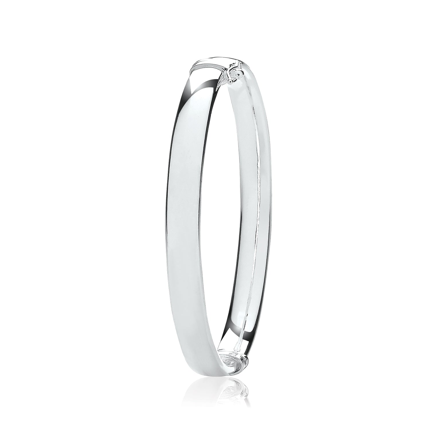SILVER LADIES' OVAL PLAIN HINGED BANGLE