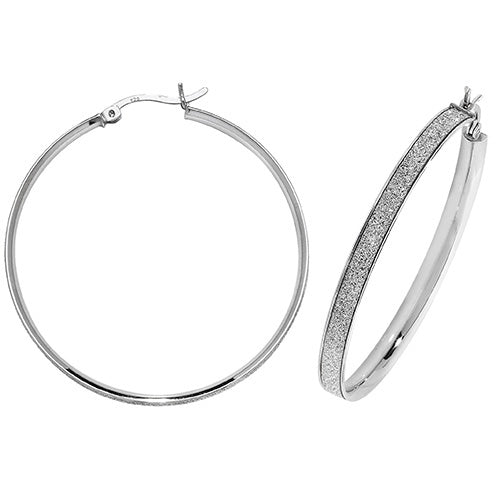 SILVER 40MM MOONDUST HOOP EARRINGS